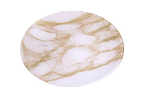 Set Of 4 Gold-White Marble Chargers - 12.75"D