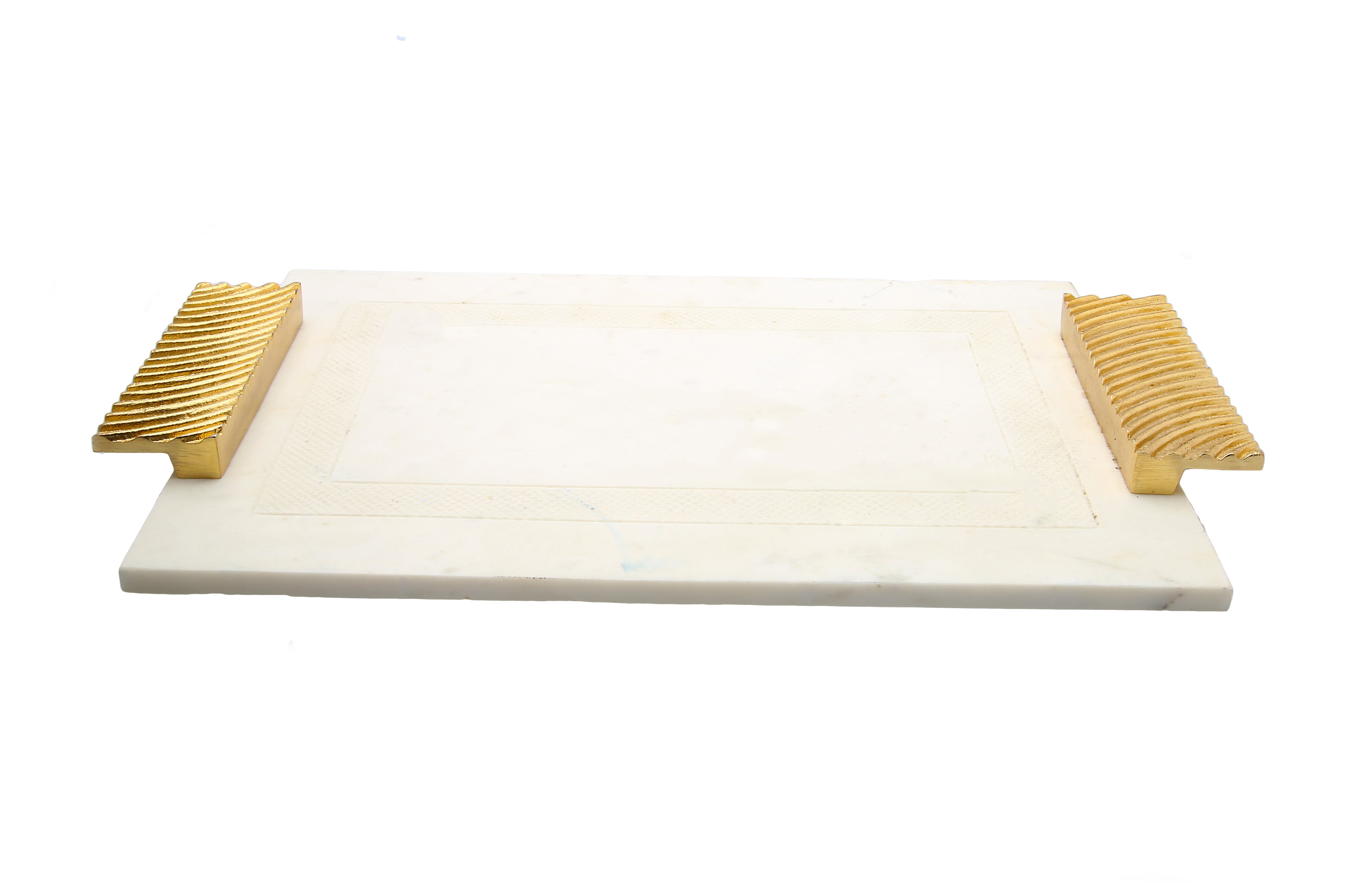 Classic Touch Marble Challah Tray with Wooden Design Handles fashion