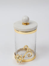 Load image into Gallery viewer, Medium Glass Canister with Gold Design and Marble Lid