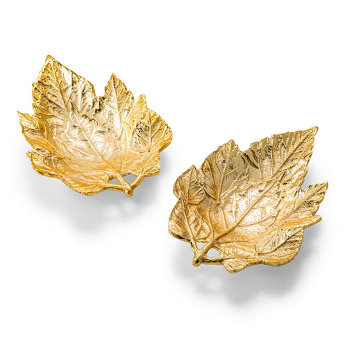 Set of 2 Gold Metal Leaves