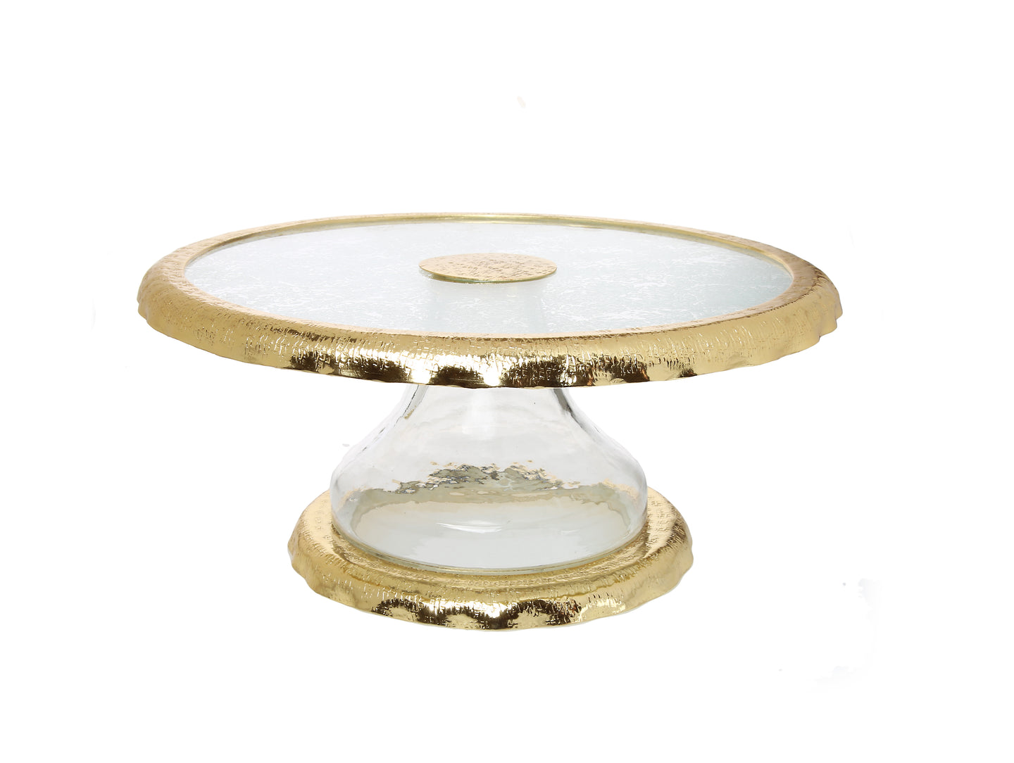 Glass Cake Stand with Gold Border