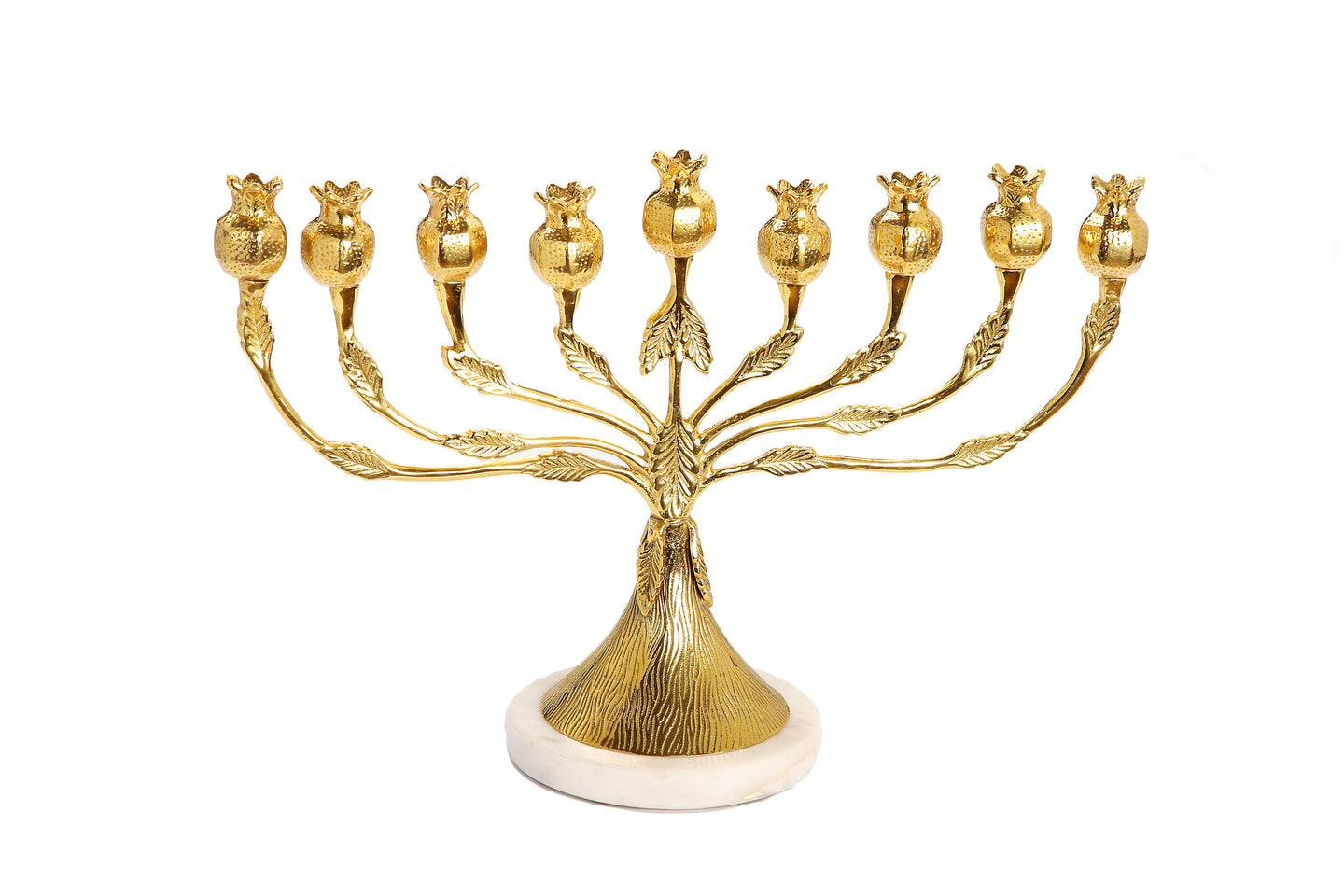 Gold Menorah with Pomegranate Design