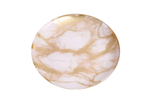 Set Of 4 Gold-White Marble Plates - 6.5
