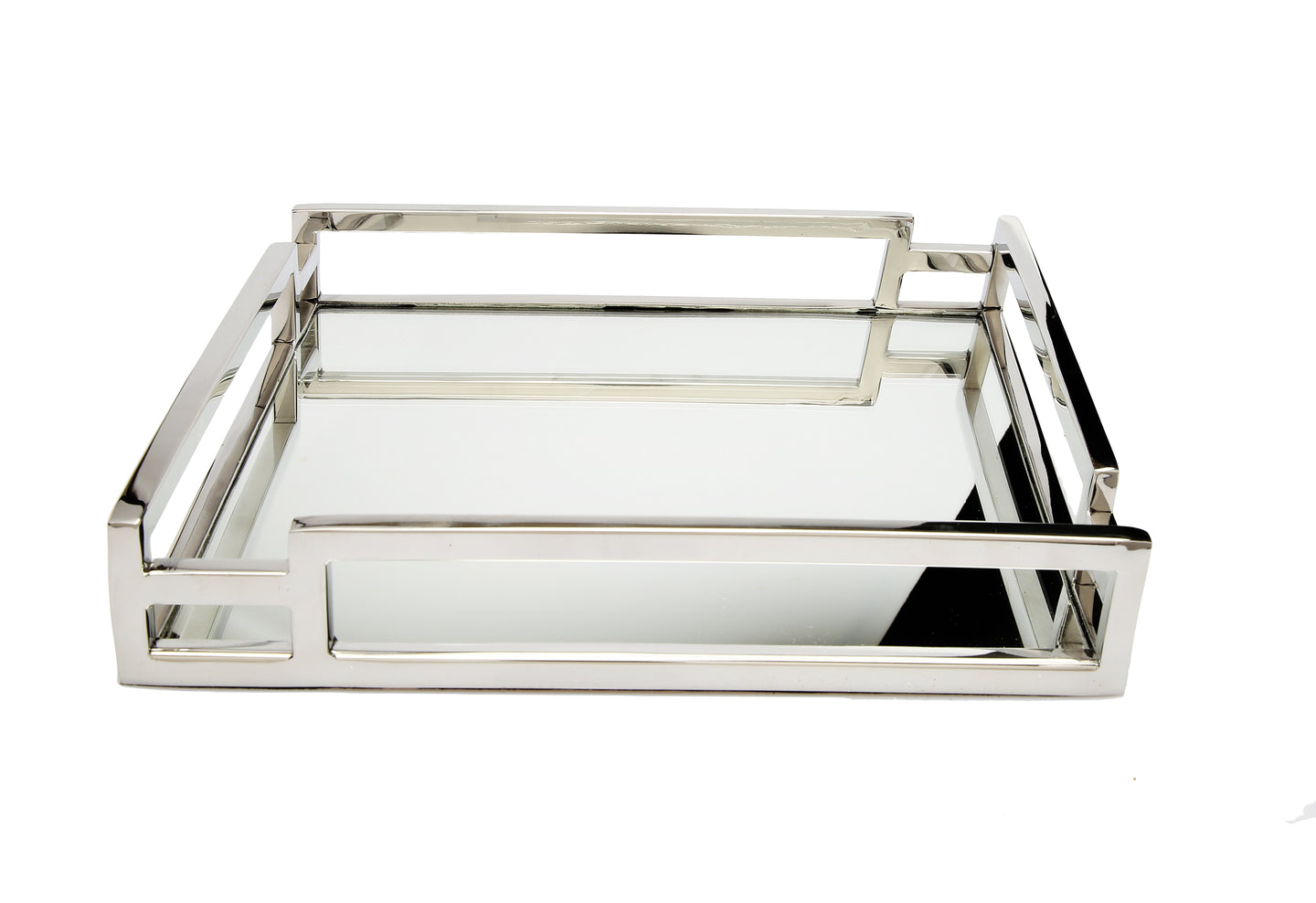 Square Mirror Tray with Layered Loop Design