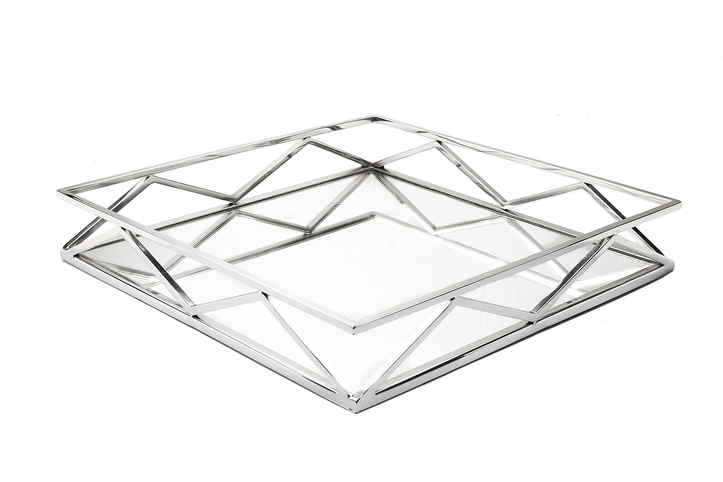 Square Mirror Tray with V-Design