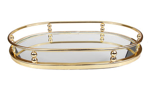 Gold Oval Mirror Tray