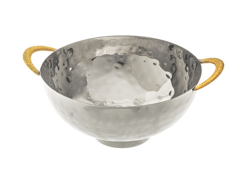 Hammered Bowl with Gold Handles