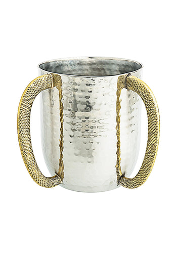 Hammered Washcup with Gold Handles