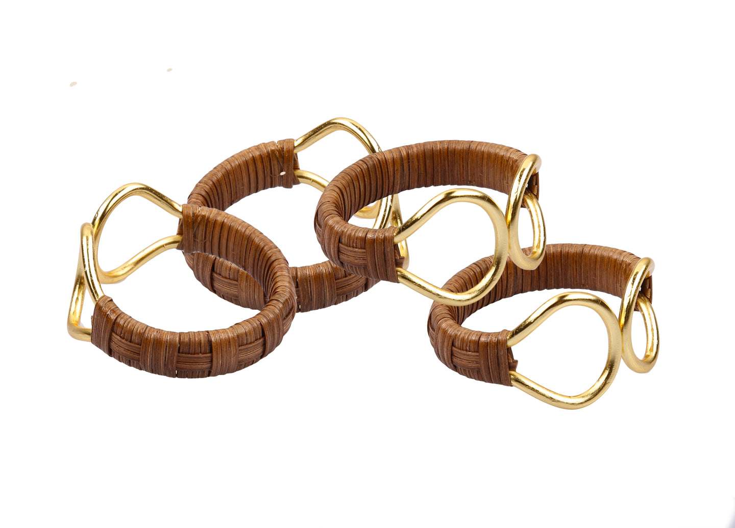 Set of 4 Rattan Wrapped Napkin Rings