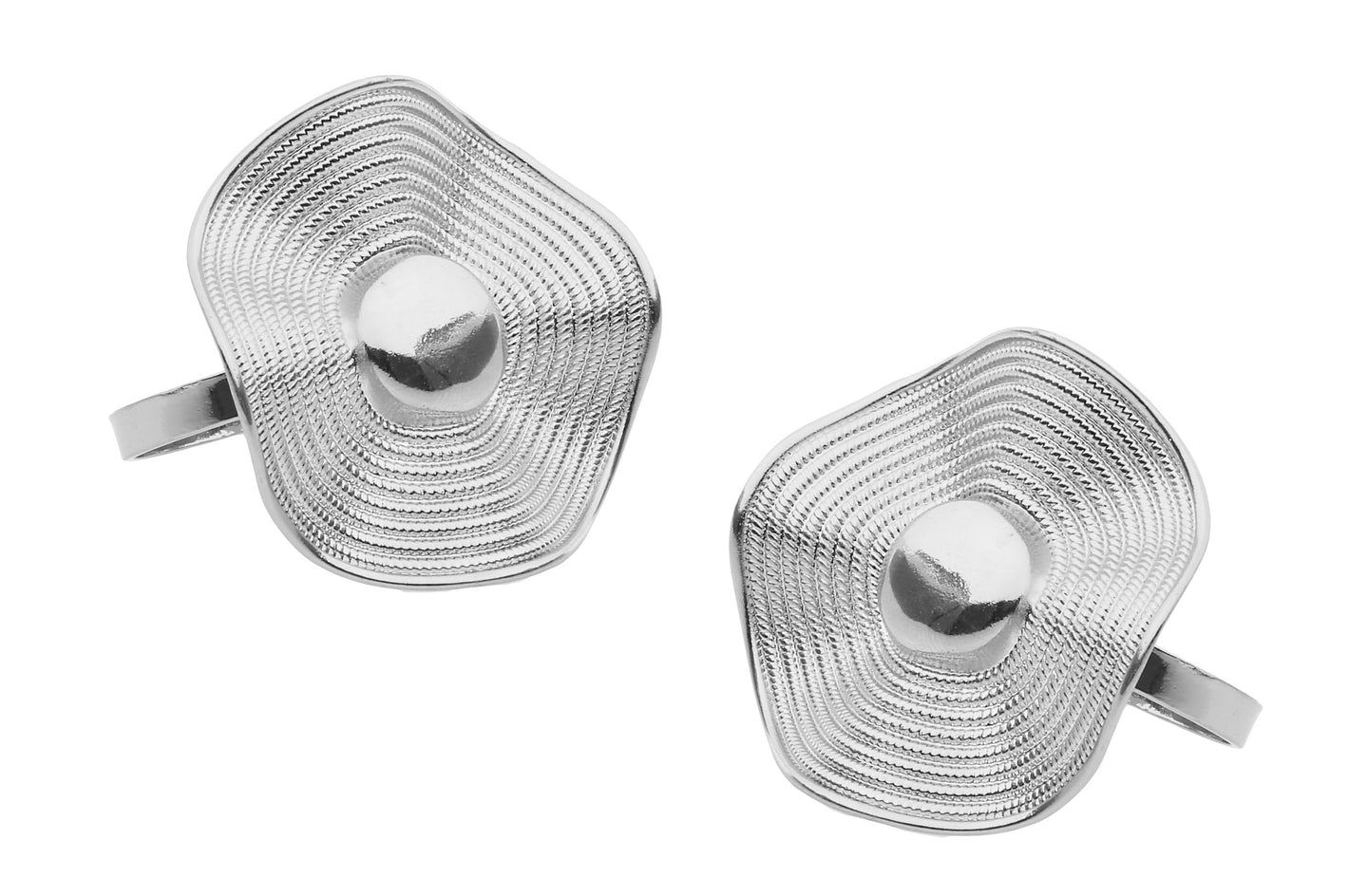 Set Of 6 Silver Button Design Napkin Rings