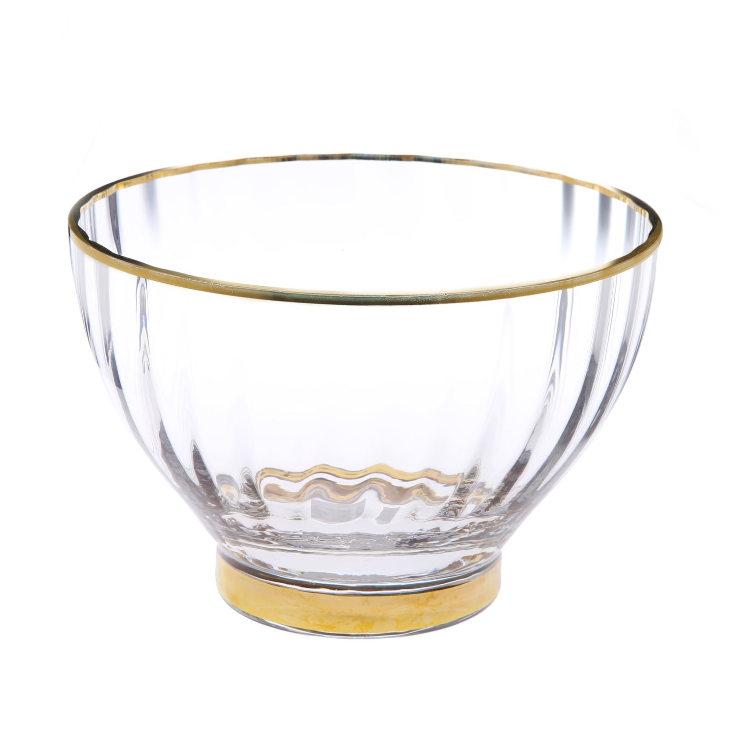 Textured Salad Bowl with Gold Rim and Base