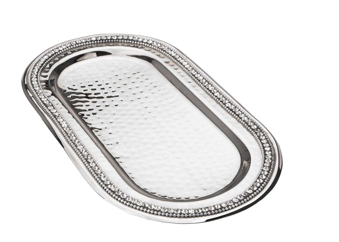 Stainless Steel Oval Tray with Stones
