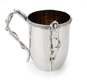 Hammered Stainless Steel Wash Cup with Crystal Beads