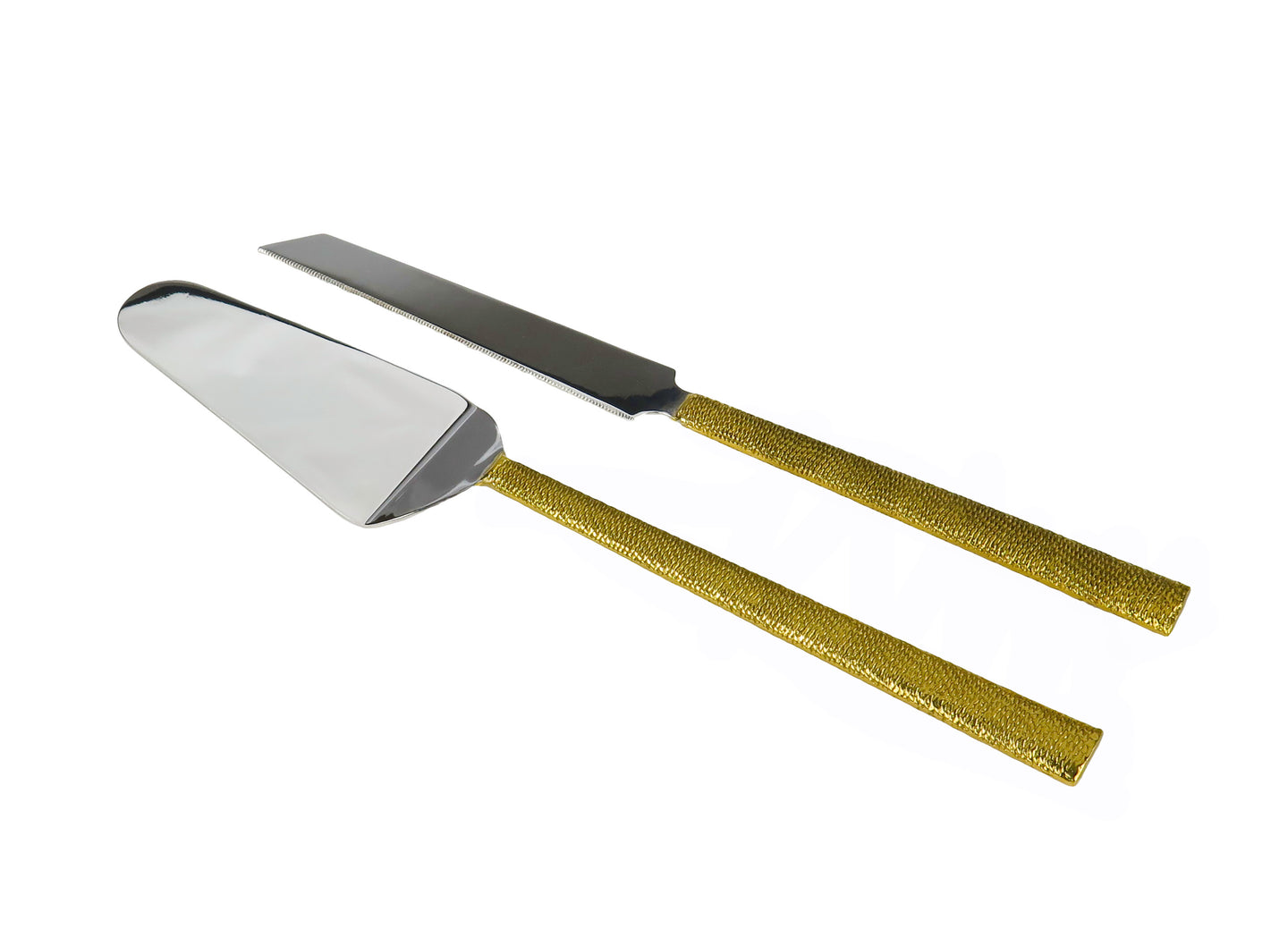 Set of 2 Cake Servers with Gold Handles