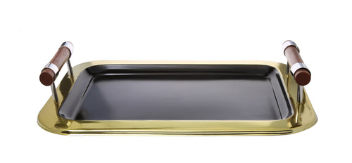 Rectangular Tray Black with Gold Border