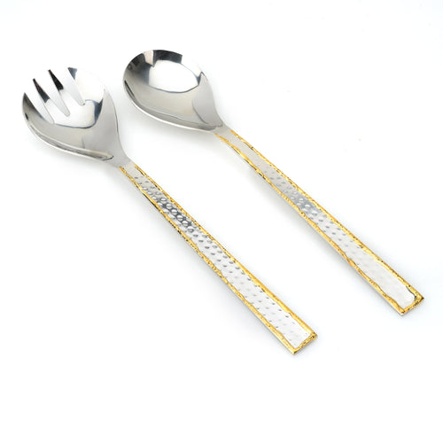 Set of Salad Servers with Silver/Gold Combo