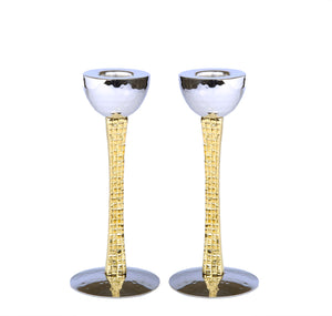 Set Of 2 Candle Holders With Mosaic Design - 6"H