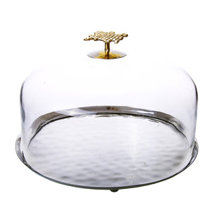 Glass Cake Dome With Mosaic Handle - 11.75"D X 8.5"H
