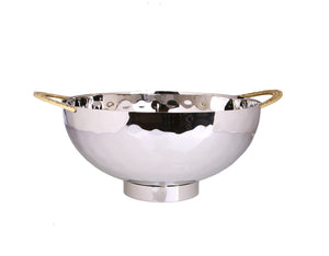 Stainless Steel Salad Bowl With Mosaic Handles - 12.5"W X 10"L X 5.2"H