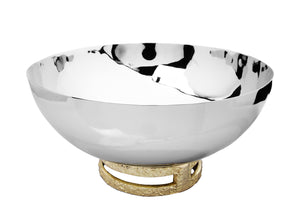 11.5" Stainless Steel Bowl with Gold Loop Base