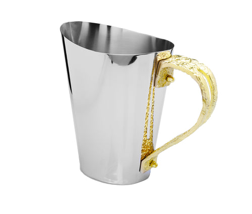 Stainless Steel Water Pitcher with Square Gold Loop Handle