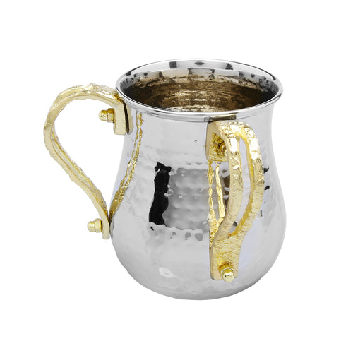 Stainless Steel Wash Cup with Gold Loop Handles