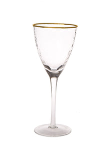 Set Of 6 Water Glasses With Simple Gold Design - 3.75"D X 9"H