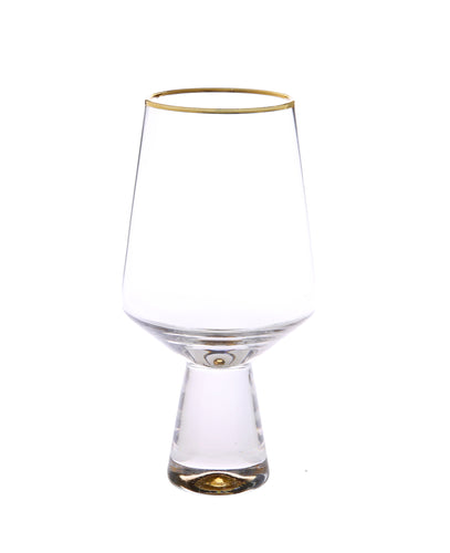 Set Of 6 Water Glasses With Gold Base And Rim - 2.25