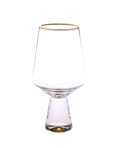 Set Of 6 Water Glasses With Gold Base And Rim - 2.25"D X 6.5"H