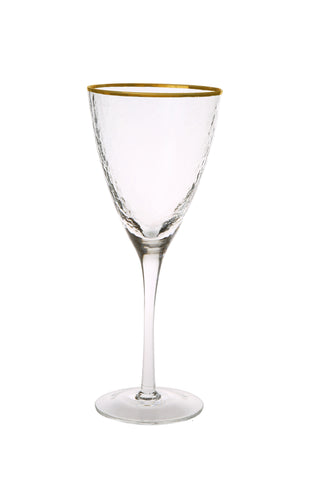 Set Of 6 Wine Glasses With Simple Gold Design - 3.5