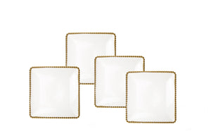 Porcelain White Plates with Gold Beaded Design