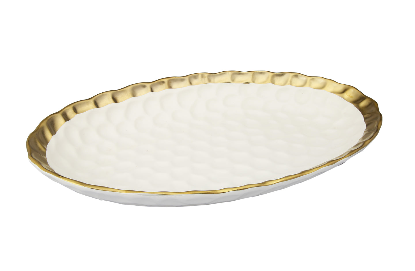 White Oval Tray with Gold Rim